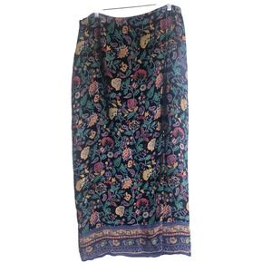 Harold's Black Floral Maxi Skirt with Green, Yellow, Pink Accents